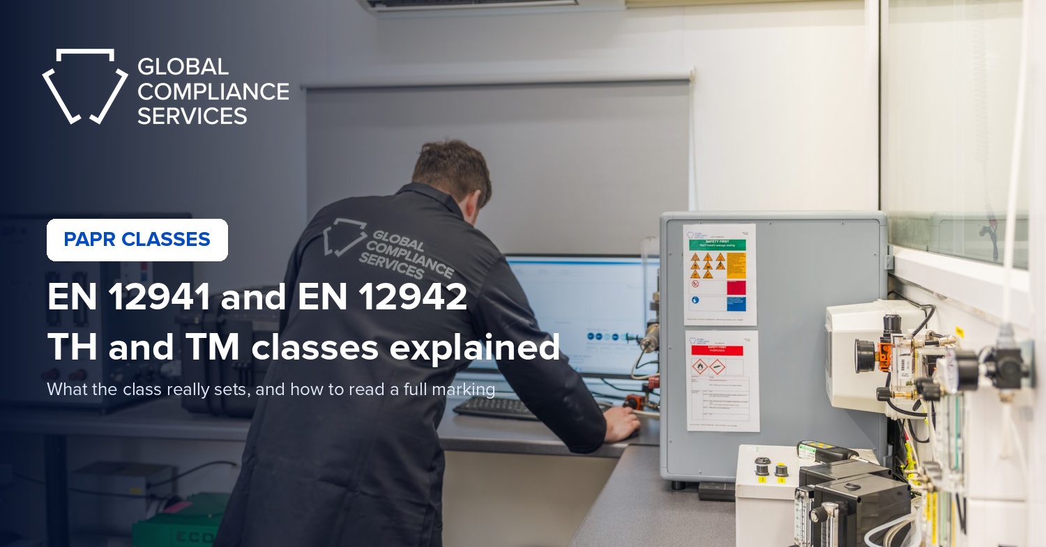 EN 12941 and EN 12942 PAPR classes explained, GCS testing laboratory